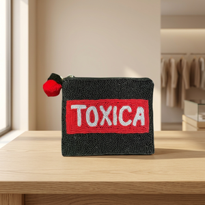 Jaunty Toxica Vintage Beaded Embroidered Nonwoven Felt Square Coin Pouch Travel Cosmetic Bag Fashion Mixed Colors Zipper Bag - Product Image 1