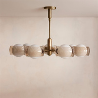 Lustre suspendu LED moderne nordique en laiton avec globe en verre fumé, personnalisable, pour hôtel et salon