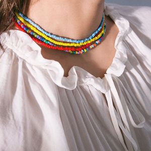Collier ras du cou style Ins en perles colorées, fait main, multicouche, chaîne de cou perlée, bijoux quotidiens élégants pour femmes - Product Image 2