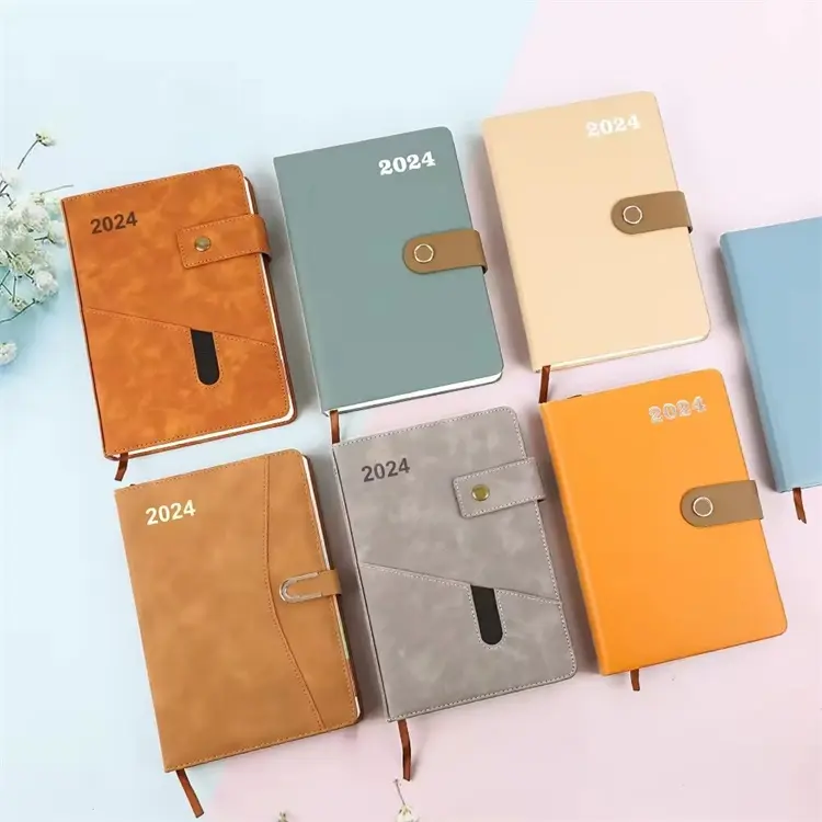 Customizable A5Journal Diary Notebook Printed Brand Logo Diary Notepad Note Book PU Leather Notebooks With Elastic Strap