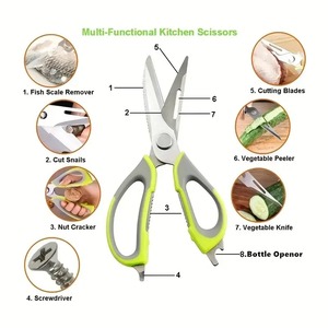 7-in-1 <b>Multifunctional</b> Kitchen Scissors with Magnetic Holder Stainless Steel Food Scissors for Meat Fish Kitchen Food Scissors - Product Image 4
