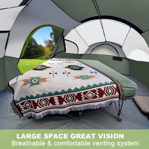 Tente spacieuse personnalisable pour 8 personnes, tente de camping imperméable de 3000 mm avec de grands fenêtres, conception à double couche pour le camping en famille - Product Image 4