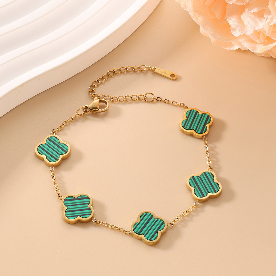 Bracelet lisse doré (vert)