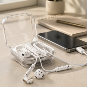 Type-C Wired In-Ear Earphones Star Dot Pattern Headphones with <b>Microphone</b> Semi-In-Ear Music Earbuds - Product Image 5