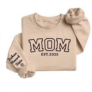 Personalized Mom <b>Sweatshirt</b> Embroidered Long Sleeve Crew <b>Neck</b> Cotton Blend Pullover for <b>Women</b> - Product Image 4