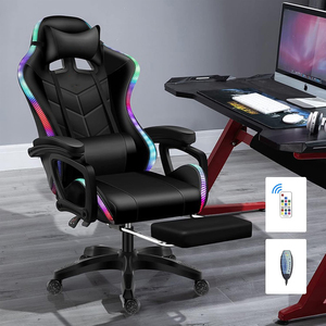 2025 nouveau produit tout <span class=keywords><strong>noir</strong></span> Racing Chaise Silla <span class=keywords><strong>Gamer</strong></span> <span class=keywords><strong>rouge</strong></span> Pu chaise d'ordinateur LED RGB chaise de jeu avec haut-parleurs <span class=keywords><strong>et</strong></span> Massage - Product Image 5
