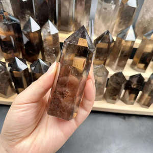 Vente en gros de tour de cristal de quartz fumé poli de haute qualité, pierre naturelle de guérison, pour la décoration énergétique - Product Image 6