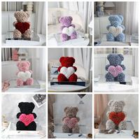 Kotak Akrilik Beruang Teddy Mawar Abadi Mewah untuk Hadiah Hari Valentine Nama Kustom Beruang Bunga Mawar Abadi Berwarna-warni