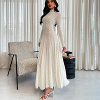 Vietnamesischer Spitzen-Maxikleid im Nischenstil 2026 – Neu eingetroffen: Elegantes, besticktes Frühlingskleid mit Stehkragen, hoher Taille und extra weitem Rock