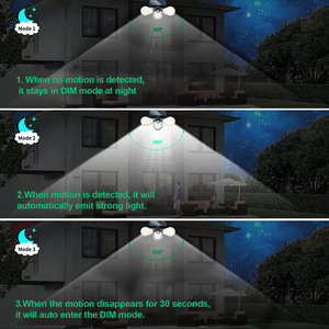 309 <b>LED</b> Solar Motion <b>Sensor</b> <b>Light</b> Three-Head 360 Dimming Outdoor Wall Lamp for Courtyard Landscape - Product Image 1