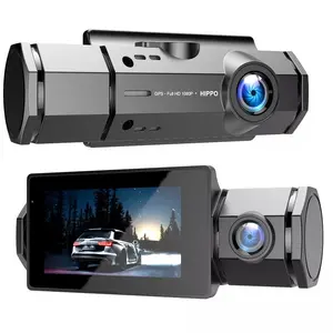 Câmera de ré de lente gps de 2.7 polegadas, lente dupla hd 1080p frontal e interior do carro dvr, gravador de vídeo, visão noturna com lente grande angular de 140