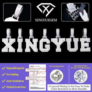 Unisex Hip Hop Fine Jewelry 925 Sterling Silver White Gold Plated GRA Certified Custom-made Service A-z <b>Lead</b> Moissanite Pendant - Product Image 4