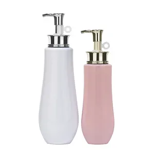 Elegant 300ml cosmetic packaging container shampoo gold pump pink white chic ladies gel cream 500 ml fancy luxury lotion bottle
