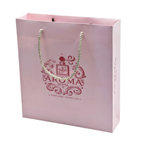 Bolsas de Cosméticos Rosadas Mate de Lujo, Ecológicas, de Cartón Color Marfil, con Logotipo Personalizado Impreso, Bolsas de Regalo Portátiles para Maquillaje y Belleza, Venta al Por Mayor