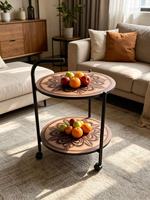 Table basse moderne minimaliste de luxe léger avec cadre en bois et fer, double rangement, pour salon, chambre, mobilier de maison