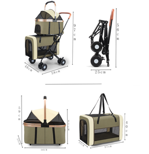 Carrito Plegable de Metal de 4 Ruedas y Doble Capa para Mascotas con Transportín de Malla Desmontable para Gatos y Perros, Uso en Interiores para Todas las Estaciones - Product Image 1