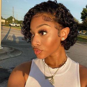 Peluca Negra Rizada Corta para Mujer, Estilo Afro, Fibra Química, Resistente al Agua, 120% de Densidad - Product Image 2