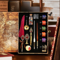 Prix d'usine – Plume à écrire antique dégradée, avec accessoires métalliques, encre et plume – Idéal pour souvenir de salon professionnel