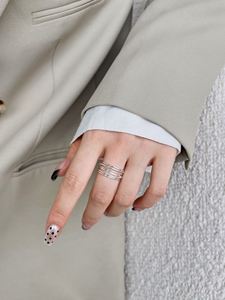 Dylam Minimalist Fashion Jewelry S925 <b>Silver</b> Rhodium 18K Gold Plated Multiple Layer Hallow Out <b>Adjustable</b> Women <b>Rings</b> - Product Image 5