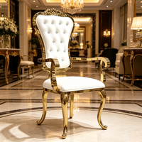 Luxuriöser Goldener Edelstahl-Thronstuhl Gepolsterter Hochzeitsstuhl Gepolsterter Königs- und Königinnen-Bankettstuhl Hotel-Event-Möbel
