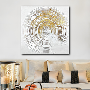 <span class=keywords><strong>Peinture</strong></span> à l'huile <span class=keywords><strong>abstraite</strong></span> dorée en spirale, faite à la main, encadrée, prête à accrocher pour la décoration intérieure - Ventes flash - Product Image 4