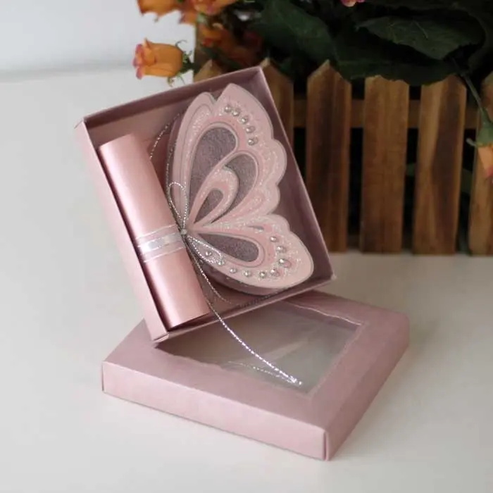 T192s tamaño pequeño clásica mariposa Rosa 3D invitaciones de boda