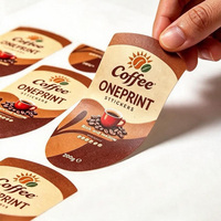 Étiquettes personnalisées holographiques pour café et pizza avec estampage à chaud, impression à l'écran, protection UV, étiquettes personnalisées haut de gamme