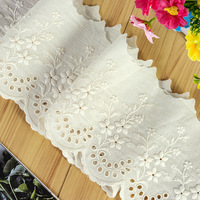 Dentelle en coton large en gros, dentelle blanche en coton, dentelle à volants, dentelle à œillets, dentelle brodée, bordures pour vêtements de bébé et d'enfant