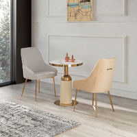 Chaise de salle à manger en velours de style moderne du milieu du siècle, chaise d'appoint rembourrée avec pieds en métal doré pour cuisine, salon, hôtel