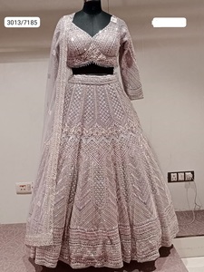 Georgette สดใสชุด lehenga choli ตาข่ายสำหรับผู้หญิงที่เหมาะสำหรับงานแต่งงานเช่นงานเลี้ยงต้อนรับ Sangeet และ meetions - Product Image 3