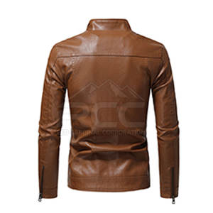 Veste en cuir pour hommes à la mode avec poches avant et taille réglable pour veste d'hiver décontractée quotidienne de style de rue - Product Image 2