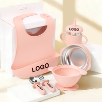 Ensemble d'alimentation pour bébé en silicone sans BPA, écologique, avec assiettes à ventouse divisées, cuillère et fourchette, couvercle pour les tout-petits