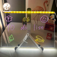 New <strong>LED</strong> Note Board Acrylic Dry Erase Board <strong>with</strong> <strong>Light</strong> <strong>Led</strong> Drawing Board for Kids <strong>Best</strong> Birthday Kids Toy Gifts 30*20 CM