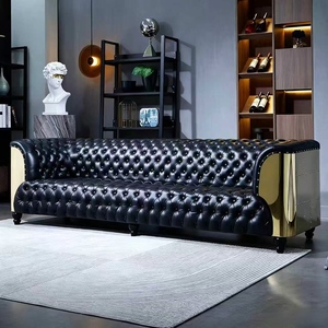 Sofá de Cuero Encerado Industrial Americano de Alta Gama Personalizado con Hebillas, Sofá de Espera para Salón de Belleza y Recepción de Oficina - Product Image 5