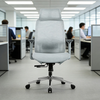 Chaise de bureau ergonomique à dossier haut en maille avec soutien lombaire et roulettes en PU pour de longues heures de travail