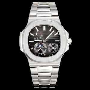 Reloj Automático de Forma Cuadrada para Hombre, Correa de Acero Inoxidable, Esfera Negra con Fase Lunar, Cronógrafo, Reloj de Pulsera Mecánico - Product Image 1