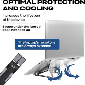 Support vertical pour ordinateur portable en aluminium réglable sur 7 niveaux, support maximum pour ordinateur portable de 15,6 pouces, nouveau support de bureau pour ordinateur portable - Product Image 5