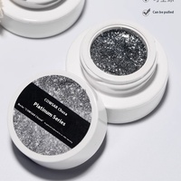 Vernis à ongles gel UV Chusha Platinum haute densité non toxique 5ml, paillettes dorées multicolores, fini brillant, ligne de paillettes argentées, bordure à effet crochet