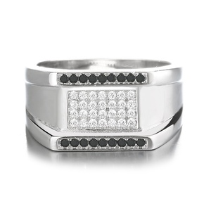 Anelli in <span class=keywords><strong>Argento</strong></span> Sterling <span class=keywords><strong>925</strong></span> <span class=keywords><strong>con</strong></span> <span class=keywords><strong>Pietra</strong></span> <span class=keywords><strong>Nera</strong></span> CZ di Alta Qualità per Uomo - Product Image 2