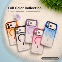 Coque de téléphone magnétique dégradée pour iPhone 16 17 18 Pro Max, étui en acrylique souple au toucher doux, protection d'objectif anti-rayures, vente en gros