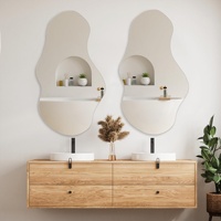 Miroir de salle de bain mural sans cadre en verre, style minimaliste moderne, forme nuage, pleine longueur, sans éclairage, pour salon