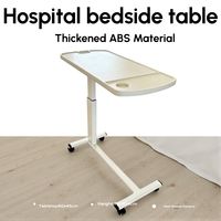 Chariot de repas mobile et réglable en hauteur pour patient de classe II, avec 4 roulettes pivotantes, table médicale en ABS à poser au-dessus du lit pour usage hospitalier, garantie 1 an