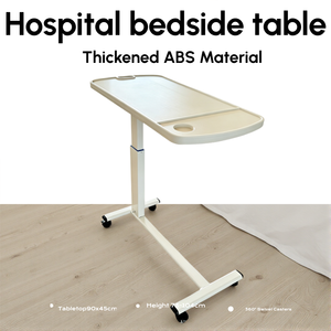 Chariot de repas mobile et réglable en hauteur <span class=keywords><strong>pour</strong></span> patient, sur 4 roulettes pivotantes, table médicale en ABS à poser au-dessus du lit <span class=keywords><strong>pour</strong></span> usage en salle d'hôpital - Product Image 1