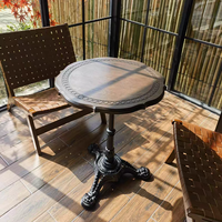 Pieds de table en fonte noire de style moderne Table basse de salon ronde en bois pour meubles de café et de restaurant en plein air