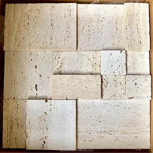 Italie super blanc travertin marbre mosaïque carreaux travertin dalle marbre pour mur