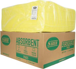 Almohadillas Absorbentes Químicas Premium SABER 200, No Reactivas, Capacidad de 9-11x, para la Limpieza Rápida de Derrames de Ácidos y Bases - Product Image 1