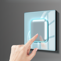 Panneau de commutation en verre cristal trempé AC 110V ~ 250V carré 16A contrôleur de puissance 1 gang 2 voies bouton poussoir interrupteur de lampe murale