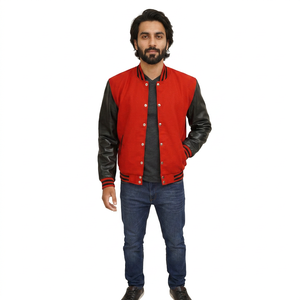 <b>Wool</b> Leather Sleeves Varsity Jacket For Men Factory Uniform High Quality Custom <b>Wool</b> Body Letterman Varsity Jacket - Product Image 1