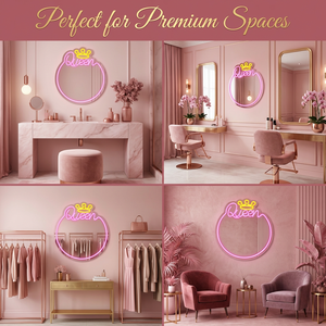 Letrero de Neón Personalizado con <span class=keywords><strong>Espejo</strong></span>, Corona de <span class=keywords><strong>Reina</strong></span>, Luz LED, Acrílico Rosa, Decoración de Pared para Dormitorio, Salón, Tienda - Product Image 4