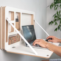 Nouvelle table basse pliante en contreplaqué rustique et peu encombrante, table murale, table flottante en contreplaqué, bureau pour ordinateur portable Murphy